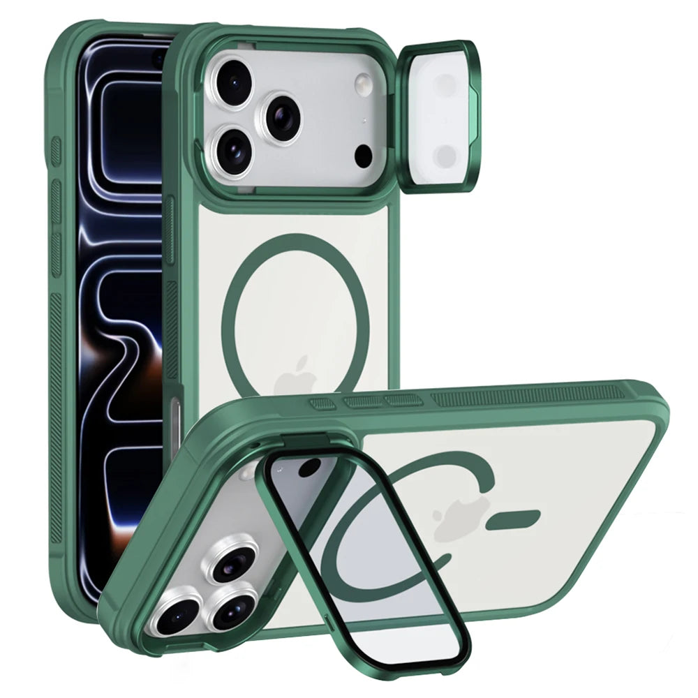 For Magsafe Glass Lens Protection Holder Phone Cases For iPhone 17 16 15 14 13 12 11 Pro Max Plus Air Shockproof Magnetic Cover