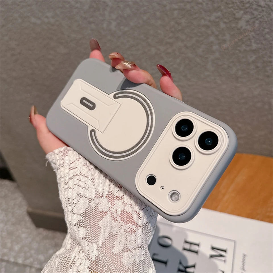 New Magnetic Stand Phone Case For iPhone 17 Air 13 11 12 14 15 16 Pro Max Plus Magsafe Official Wireless Charge Protector Cover