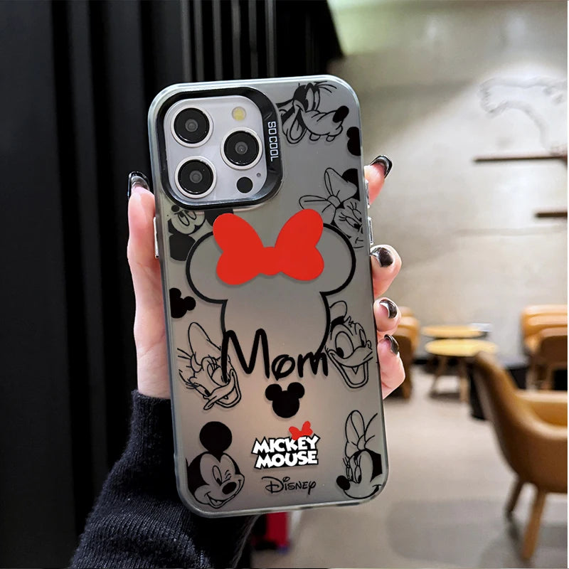 Mickey Mouse Plating Phone Case for IPhone 17 16 15 14 13 12 11 Pro Max Plus 17 Air 16E X XR XS Max Hard Shockproof Bumper Cover