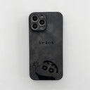 Cute Cartoon Crayon Shin-chan Leather Texture Phone Case For iPhone 11 12 13 14 15 16 17 Pro Max XS X XR 8 Plus Shockproof Cover