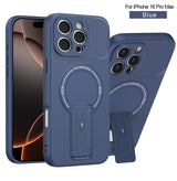 Bracket Holder Magnetic Phone Case for iPhone 16 15 14 13 12 11 Pro Max Plus 16e Matte Armor Kickstand Holder Back Cover Fundas