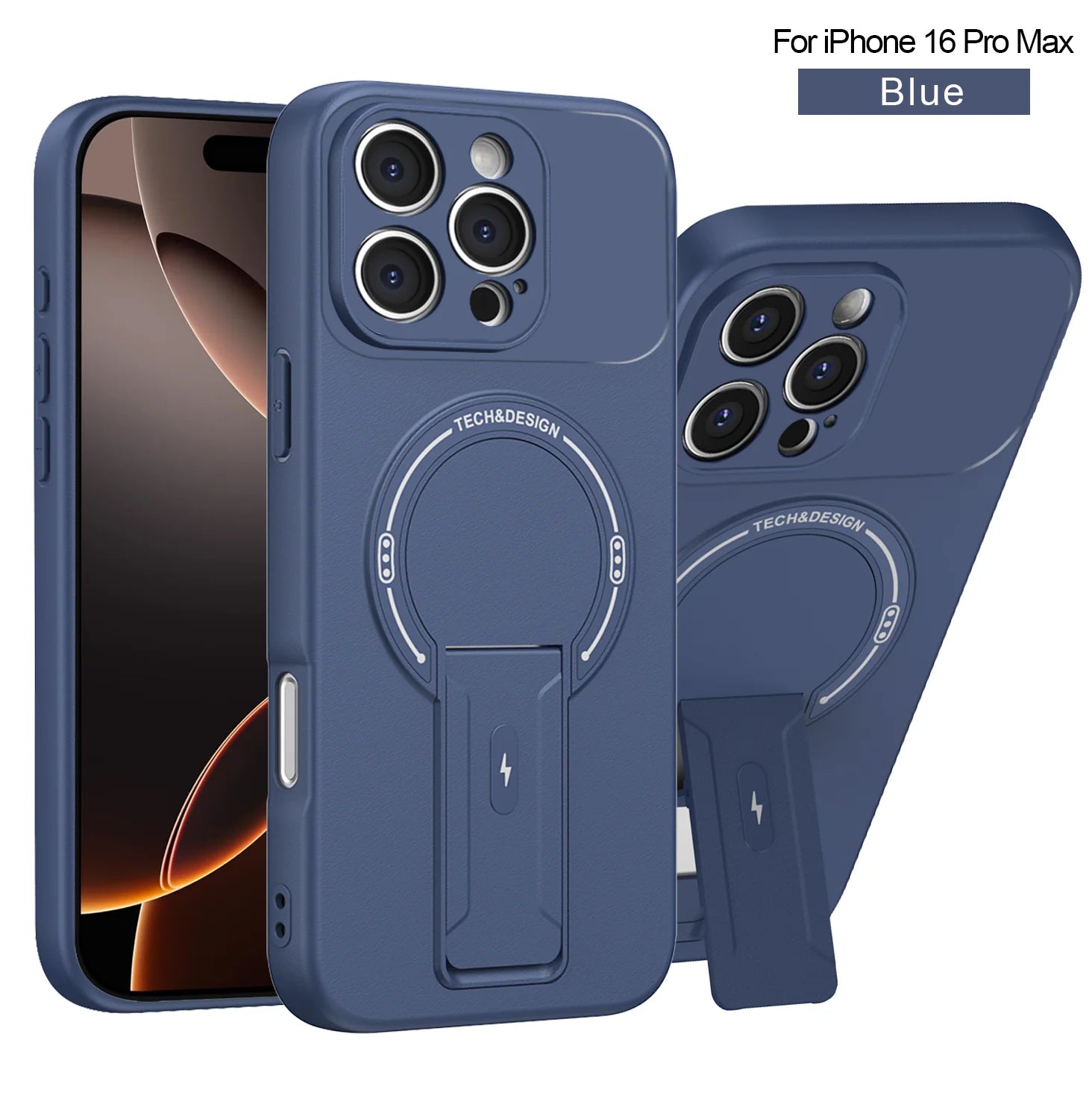 Bracket Holder Magnetic Phone Case for iPhone 16 15 14 13 12 11 Pro Max Plus 16e Matte Armor Kickstand Holder Back Cover Fundas
