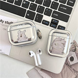 Lovely Oil Painting Puppy Mirror Earphone Case For Airpods 3 Pro 2 1 Shockproof Charging Cover For Airpods 4 Cartoon Soft Shell