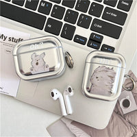 Lovely Oil Painting Puppy Mirror Earphone Case For Airpods 3 Pro 2 1 Shockproof Charging Cover For Airpods 4 Cartoon Soft Shell