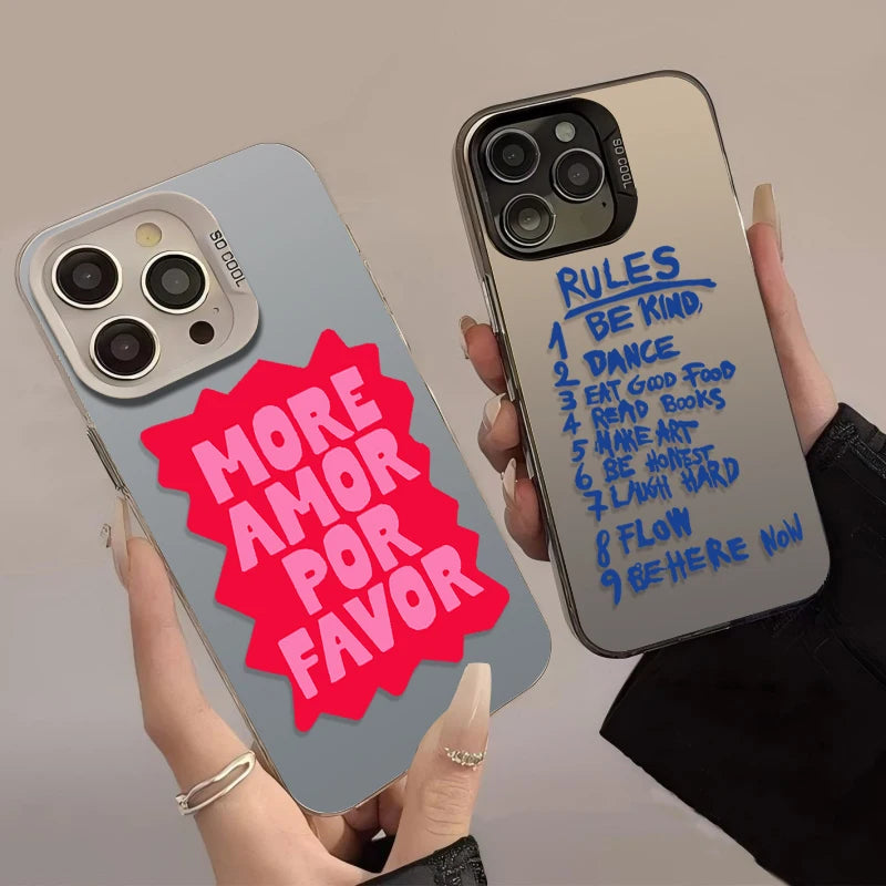 Colorful More Amor Por Favor Case for IPhone 17 16 15 14 13 12 11 Pro Max Plus 17 Air 16E X XR XS Max Shockproof Bumper Cover