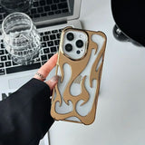 Fashion Matte 3D Hollowed Flame Phone Case For iphone 17 Air 16 Pro Max 15 Plus 14 13 12 11 Electroplated Soft Back Cover capa