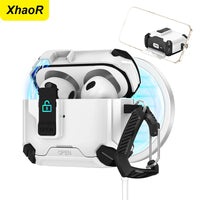 Magnetic Security Lock Earphone Cover for Airpods Pro 2 4 ANC Case Full Body Protection Shockproof Phone Holder Headphone Cover