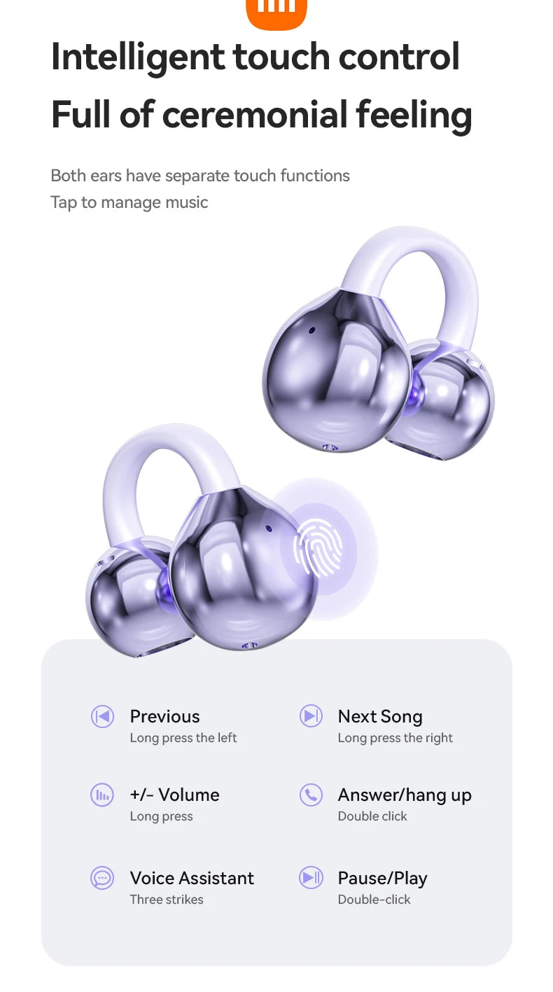 XIAOMI Mijia Wireless Earphone Open Ear M91 Ear Clip ENC Headset Bluetooth 5.4 HD Call Touch Control Headphone for Android iOS