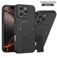 Bracket Holder Magnetic Phone Case for iPhone 16 15 14 13 12 11 Pro Max Plus 16e Matte Armor Kickstand Holder Back Cover Fundas