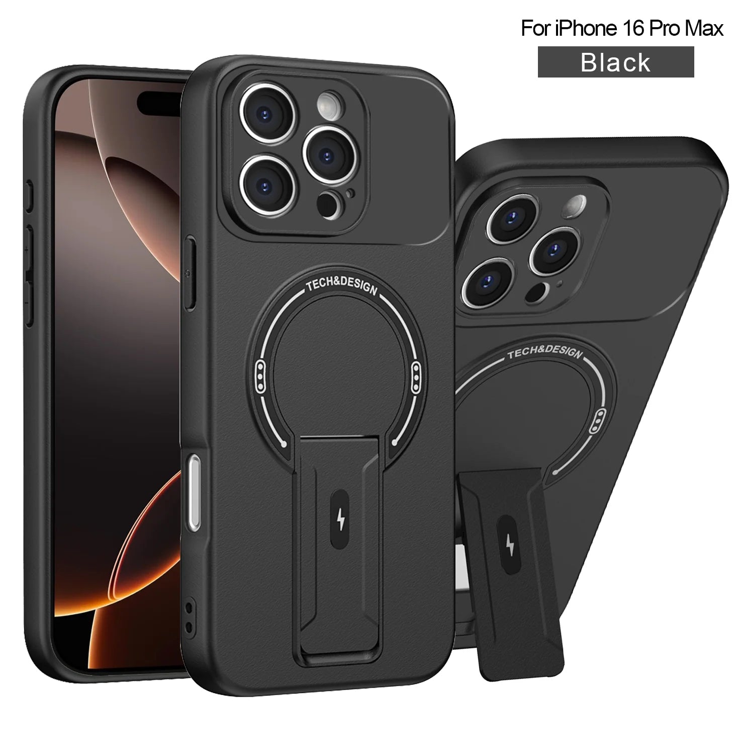 Bracket Holder Magnetic Phone Case for iPhone 16 15 14 13 12 11 Pro Max Plus 16e Matte Armor Kickstand Holder Back Cover Fundas
