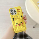 3D Cartoon Pikachu Stand Phone Case For IPhone17 17pro 17promax 13 14 15 16 12 ProMax 14 15 Plus Soft Silicone  Back Cover