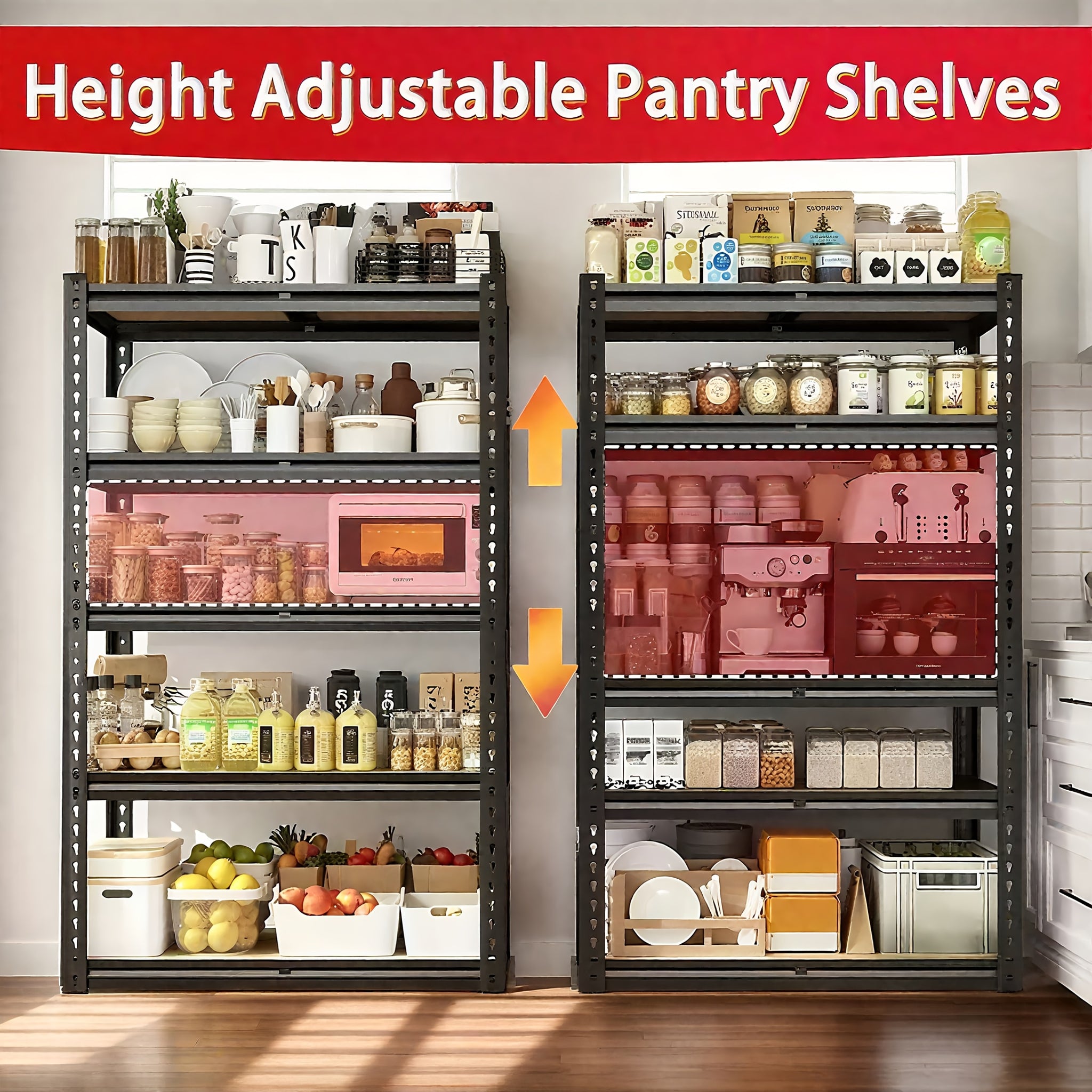 [Heavy Duty Shelving] Heavy Duty 5 Tier 2000LBS Metal Shelving Units | 72"H/60"H Garage Shelving Storage Shelves, Adjustable Metal Shelving Unit For Garage Shelves Utility Rack Shelf For Basement Pantry Closet Shelves, Black,