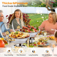 Meiffer 6-piece 2/4/6/8 piece set commercial 304 stainless steel rolling heat-resistant tray set - NSF stainless steel countertop system, only includes food trays, water trays and fuel storage containers, only for cooking