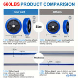 Upgraded Home Large Foldable Push Cart Dolly 330 Lbs/660 Lbs Capacity Moving Platform Hand Truck Heavy Duty Space Saving Collapsible Swivel Push Handle Flat Bed Wagon Blue White/Black Yellow