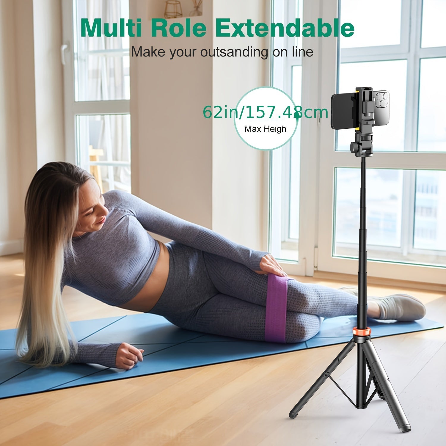 62" Phone Tripod, Tripod For iPhone/ Android & Selfie Stick Tripod With Remote, Upgraded iPhone Tripod Stand & Travel Tripod, Solidest Cell Phone Tripod Compatible With iPhone 15/14/13