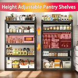 [Heavy Duty Shelving] Heavy Duty 5 Tier 2000LBS Metal Shelving Units | 72"H/60"H Garage Shelving Storage Shelves, Adjustable Metal Shelving Unit For Garage Shelves Utility Rack Shelf For Basement Pantry Closet Shelves, Black,