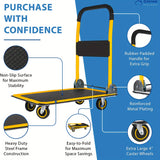 Upgraded Home Large Foldable Push Cart Dolly 330 Lbs/660 Lbs Capacity Moving Platform Hand Truck Heavy Duty Space Saving Collapsible Swivel Push Handle Flat Bed Wagon Blue White/Black Yellow