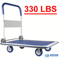 Upgraded Home Large Foldable Push Cart Dolly 330 Lbs/660 Lbs Capacity Moving Platform Hand Truck Heavy Duty Space Saving Collapsible Swivel Push Handle Flat Bed Wagon Blue White/Black Yellow