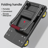 Heavy-Duty Folding Hand Cart with Silent Swivel Wheels, 660 Lbs Capacity - Black and Metallic Gray, Portable Utility Cart for Moving, Carrying Goods, Home Renovation, Heavyduty Utility Cart | Modern Utility Cart | Smooth Mobi