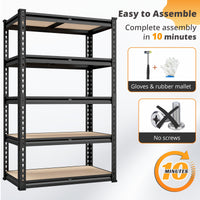 2000LBS Garage Shelving 72"H Storage Shelves Heavy Duty 5-tier Metal Shelving Units for Garage Shelves 60" H X 28" W X 12" D, Adjustable Utility Shelf Rack for Kitchen Warehouse Basement Pantry Utility Rack Shelf, 35.5"W X72"