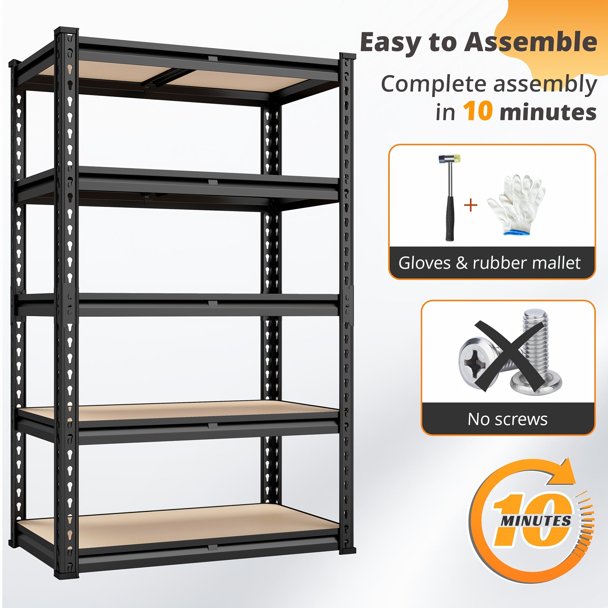 2000LBS Garage Shelving 72"H Storage Shelves Heavy Duty 5-tier Metal Shelving Units for Garage Shelves 60" H X 28" W X 12" D, Adjustable Utility Shelf Rack for Kitchen Warehouse Basement Pantry Utility Rack Shelf, 35.5"W X72"
