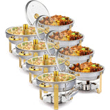 Meiffer 6-piece 2/4/6/8 piece set commercial 304 stainless steel rolling heat-resistant tray set - NSF stainless steel countertop system, only includes food trays, water trays and fuel storage containers, only for cooking