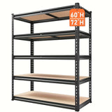 [Heavy Duty Shelving] Heavy Duty 5 Tier 2000LBS Metal Shelving Units | 72"H/60"H Garage Shelving Storage Shelves, Adjustable Metal Shelving Unit For Garage Shelves Utility Rack Shelf For Basement Pantry Closet Shelves, Black,