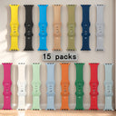 15pcs Set Of Active Sport Bands for Apple Watch - Waterproof And Sweatproof, 15 Replacement Bands for Unisex, Compatible with iWatch Series 1-Ultra/SE (38mm-49mm) - Durable Zinc Alloy Buckle, Casual Watch Band | Modern Watch