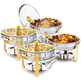 Meiffer 6-piece 2/4/6/8 piece set commercial 304 stainless steel rolling heat-resistant tray set - NSF stainless steel countertop system, only includes food trays, water trays and fuel storage containers, only for cooking