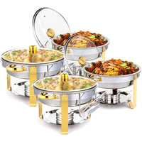 Meiffer 6-piece 2/4/6/8 piece set commercial 304 stainless steel rolling heat-resistant tray set - NSF stainless steel countertop system, only includes food trays, water trays and fuel storage containers, only for cooking