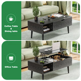 Elegant Black Coffee Table For Living Room - Lift Top Design Offering Versatility. Small Rising Wooden Dining Center Table With Storage Shelf And Hidden Compartment, Ideal For Organizing And Enhancing Your Living Space.