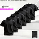 Exclusive for Men! 6 - Piece Set Black And White Solid - Colored 100 Percent Cotton Short Sleeve T - Shirts, Comfortable And High - Quality, Suitable for Sports Scenarios Such As Athletics, Cycling, Baseball, Volleyball And B
