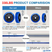 Upgraded Home Large Foldable Push Cart Dolly 330 Lbs/660 Lbs Capacity Moving Platform Hand Truck Heavy Duty Space Saving Collapsible Swivel Push Handle Flat Bed Wagon Blue White/Black Yellow