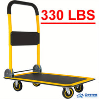 Upgraded Home Large Foldable Push Cart Dolly 330 Lbs/660 Lbs Capacity Moving Platform Hand Truck Heavy Duty Space Saving Collapsible Swivel Push Handle Flat Bed Wagon Blue White/Black Yellow