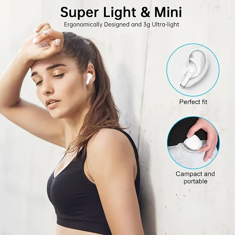 Wireless Earbuds Auto Noise Cancelling Wireless 5.3 In-Ear Headphones With HiFi Stereo Sound, Smart Touch Control, Lower Latency More Stable Connection And Faster Speed, 48Hrs Playtime, Pop-ups Auto Pairing For IPhone/Android