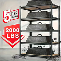[Heavy Duty Shelving] Heavy Duty 5 Tier 2000LBS Metal Shelving Units | 72"H/60"H Garage Shelving Storage Shelves, Adjustable Metal Shelving Unit For Garage Shelves Utility Rack Shelf For Basement Pantry Closet Shelves, Black,