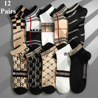 12 Pairs Men'S & Women'S Socks - Summer Lightweight, Thin, Versatile, Geometric Pattern, Polyester & Spandex, Hand Wash or Dry Clean, Casual Sock Design, Casual Sock Design|Geometric Pattern Socks|Polyester Spandex Blend
