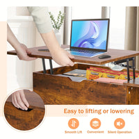 Elegant Black Coffee Table For Living Room - Lift Top Design Offering Versatility. Small Rising Wooden Dining Center Table With Storage Shelf And Hidden Compartment, Ideal For Organizing And Enhancing Your Living Space.