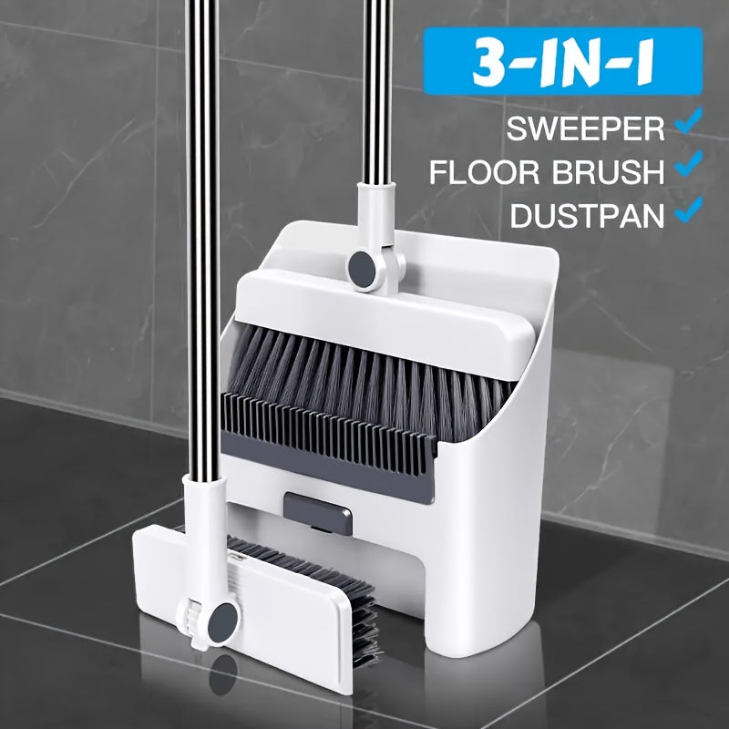 3 in 1 Foldable Broom Mop Dustpan Combination Set, Household Cleaning Tool Set, Efficient Cleaning, Flexible Design, Quick Dust Removal, Good Helper for Home And Office Cleaning 2025