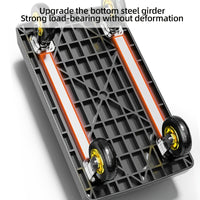 Heavy-Duty Folding Hand Cart with Silent Swivel Wheels, 660 Lbs Capacity - Black and Metallic Gray, Portable Utility Cart for Moving, Carrying Goods, Home Renovation, Heavyduty Utility Cart | Modern Utility Cart | Smooth Mobi