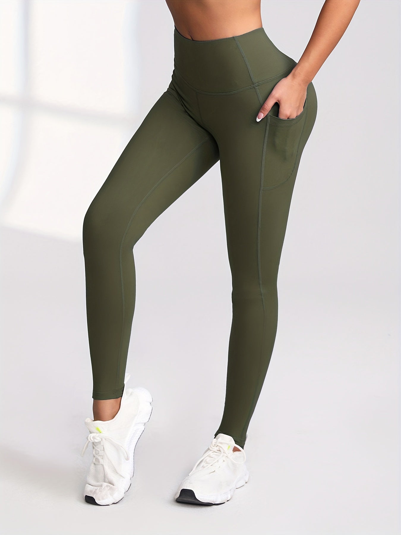 6pcs Women's High-Waisted Leggings - Non-See-Through Pants with Side Pockets, Stretchy All-Season & Casual Pants, Machine Washable Everyday Pants for Women, Leggings for Women, Leggings with Pockets, Womens Leggings, Women Le